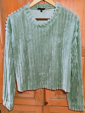 Iris Mint Green Faux Fur Sweater size Large
